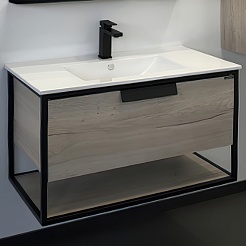 Comforty Мебель для ванной Бонн 90 (Quadro) подвесная дуб дымчатый – фотография-5
